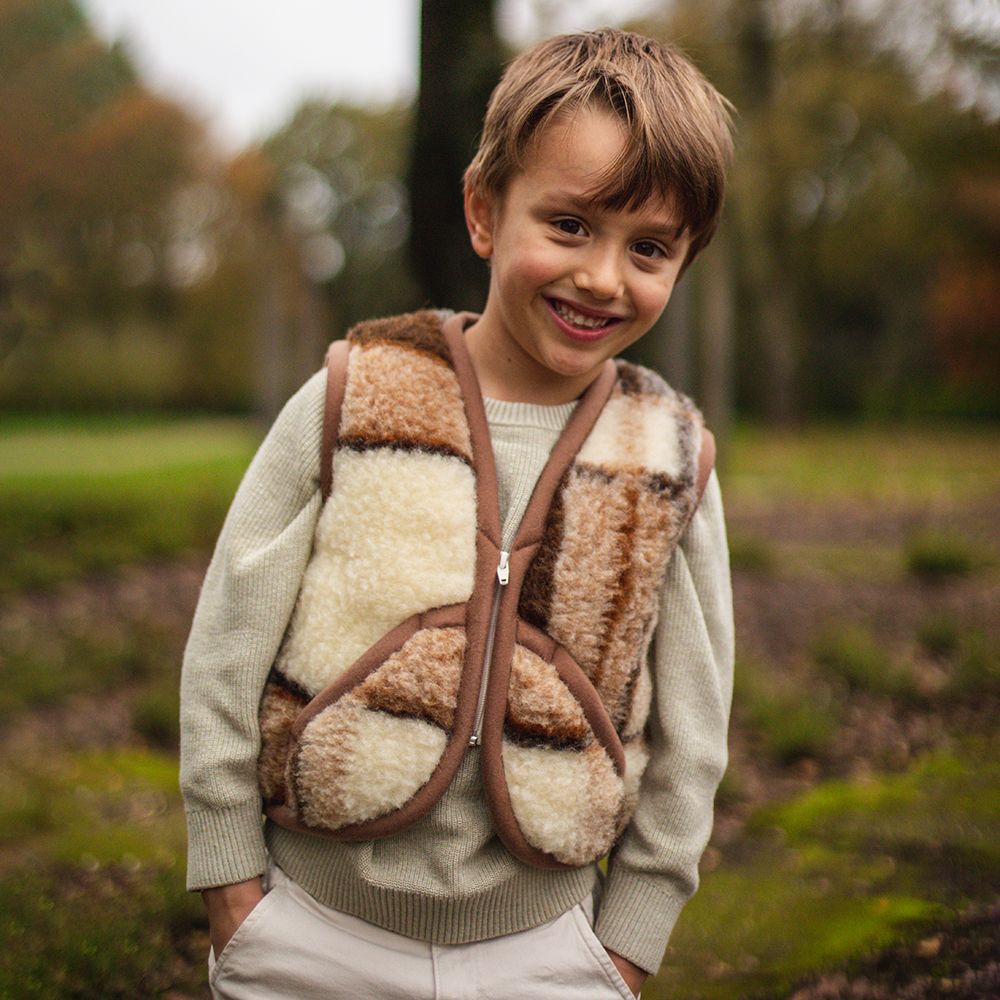 Moonrise kids wollen vest block bruin