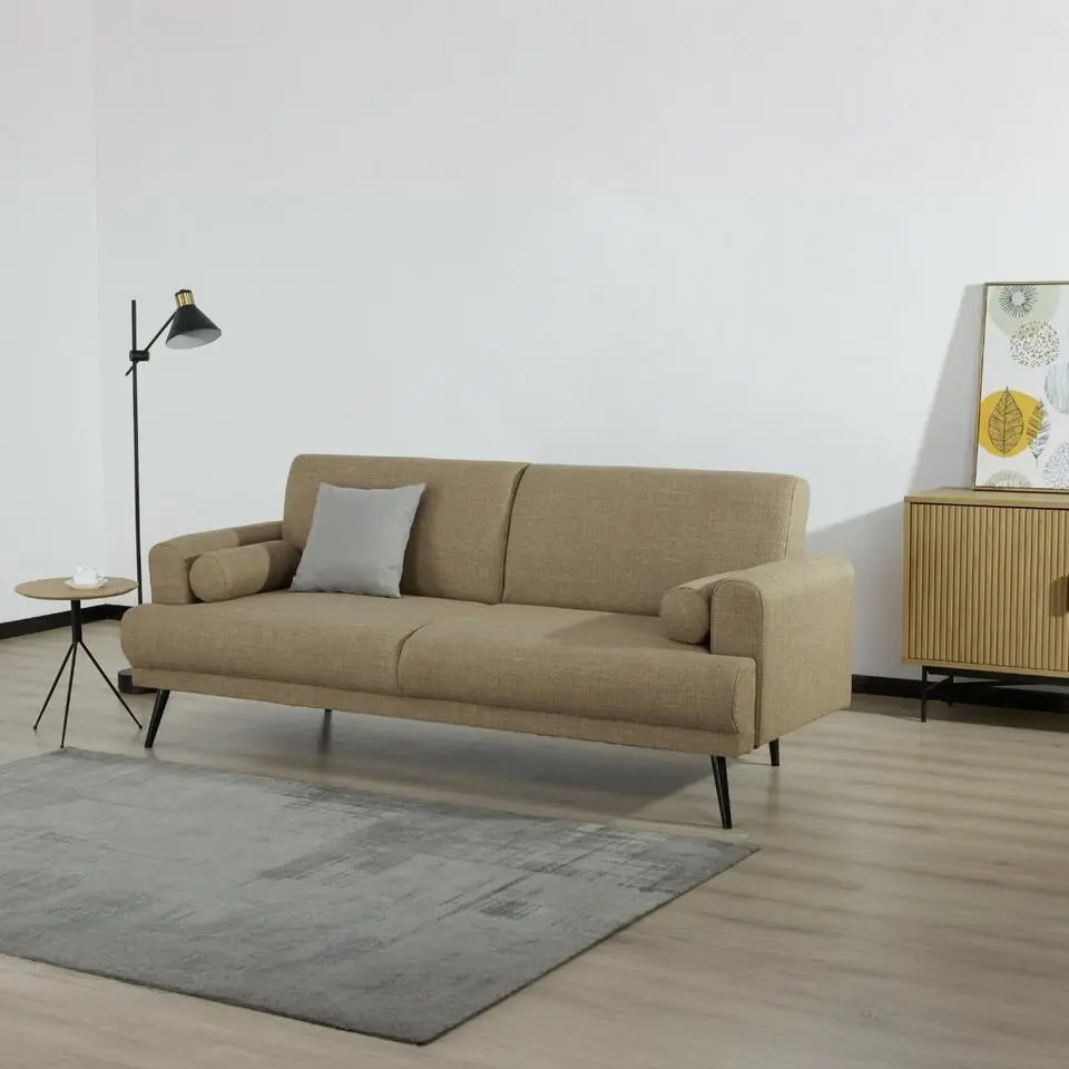 Slaapbank 3-Zits - Taupe Stof - Zithoogte 47cm - 209x91x85cm - Jason
