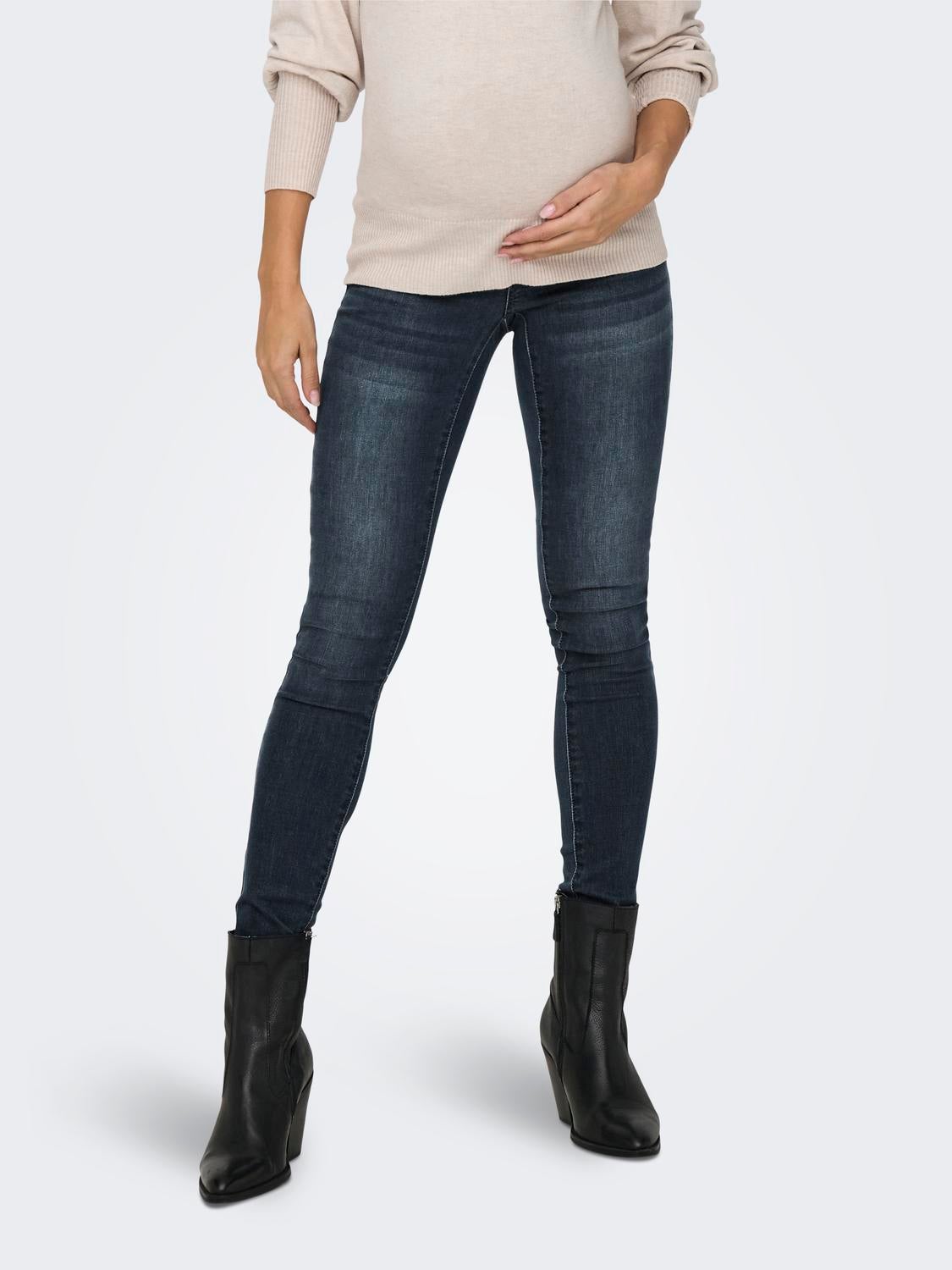 OLMWAUW Mittlere Taille Skinny Fit Jeans Blue Black Denim