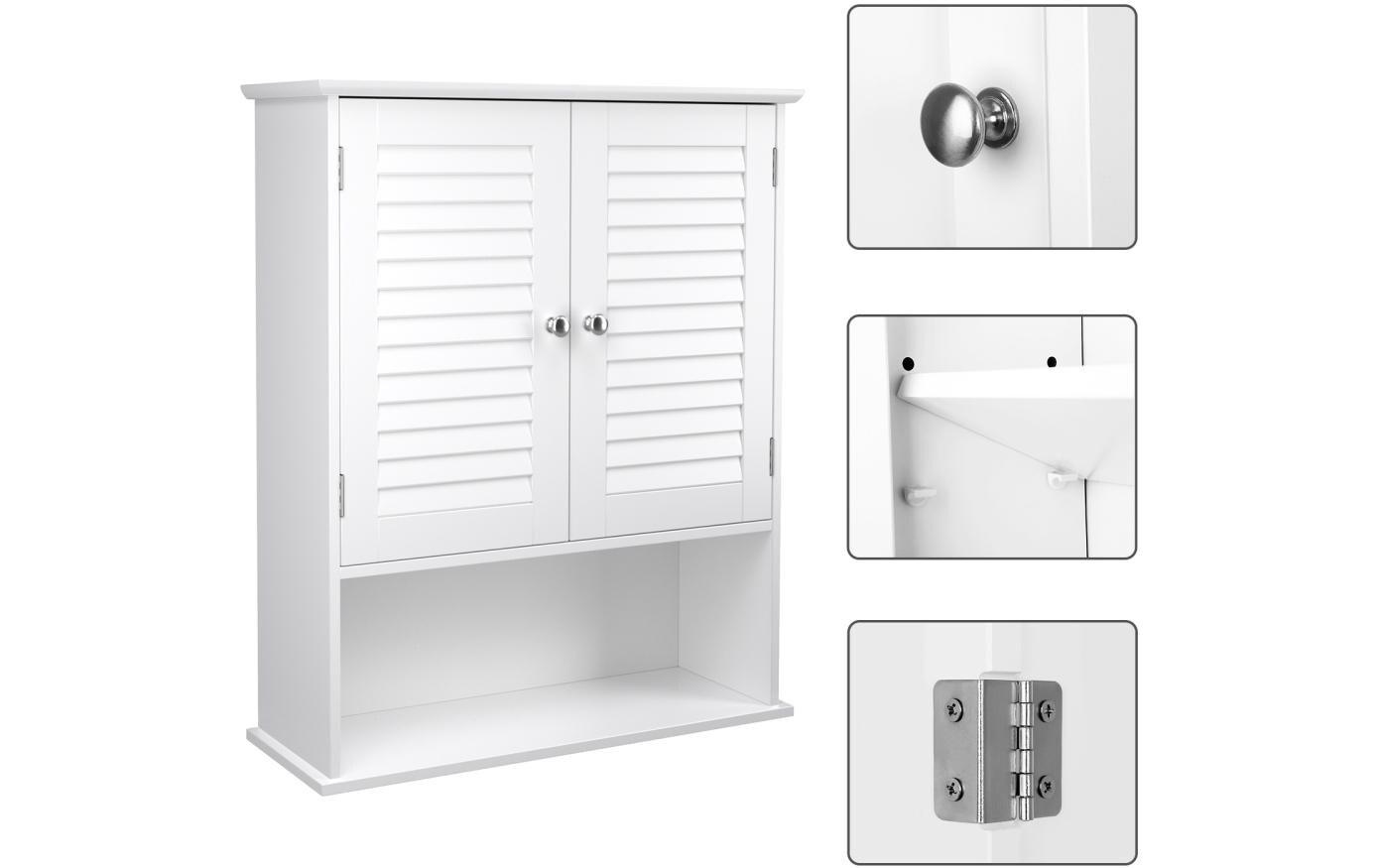 Badezimmerregal mit Doppeltür 20 x 70 cm, WeissBadezimmerschrank zum Aufhängen
