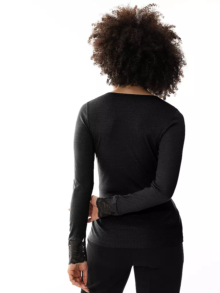 MEY Langarmshirt - Loungeshirt LOVE schwarz