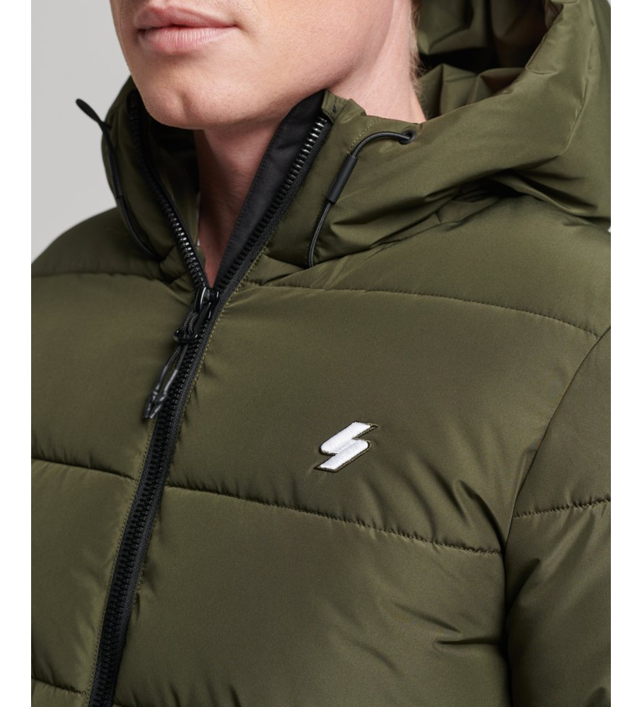 Jaqueta esportiva com capuz acolchoado Superdry, verde