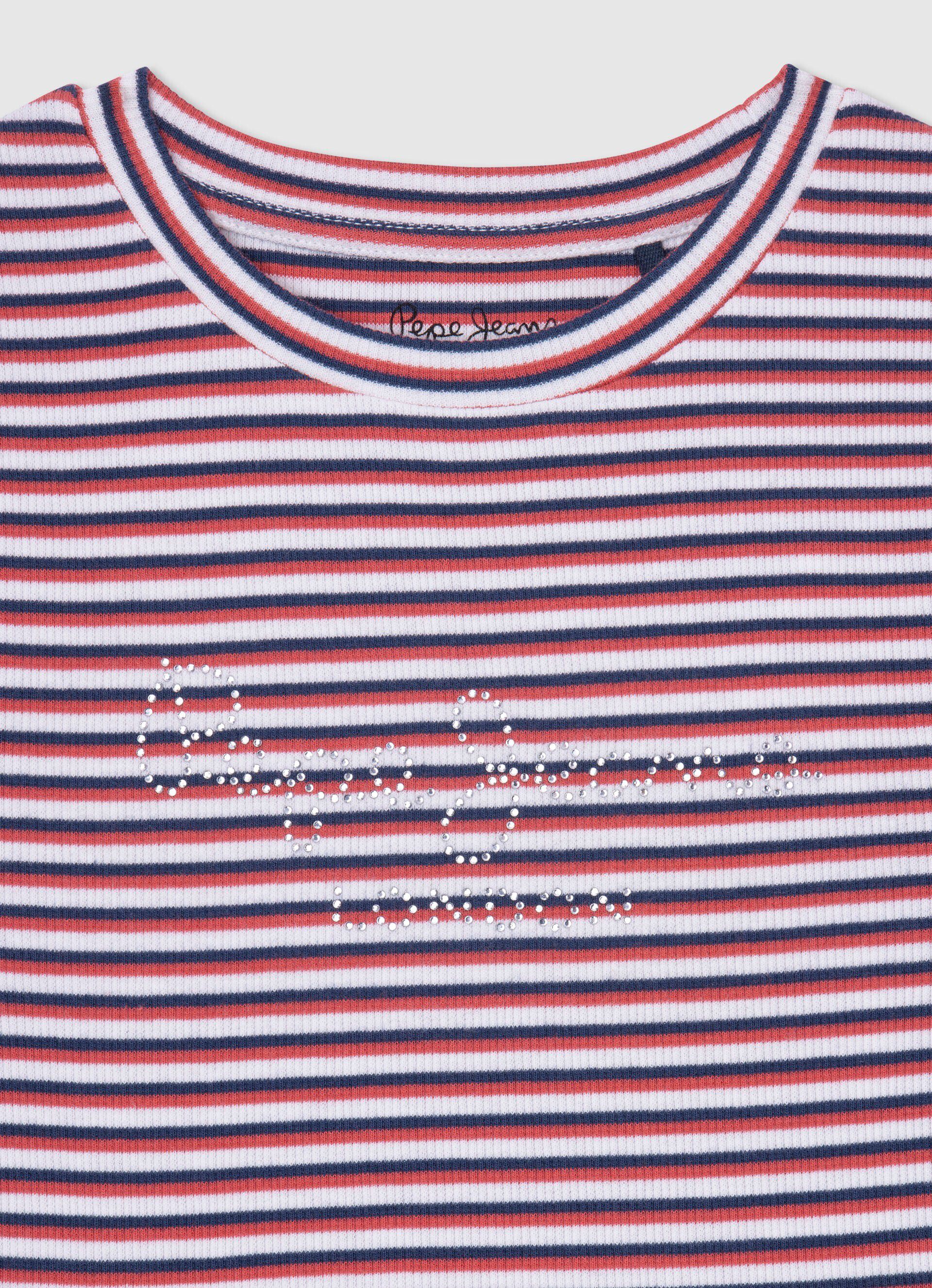 VESTIDO ESTAMPADO COM LISTRADOS - azul oceano