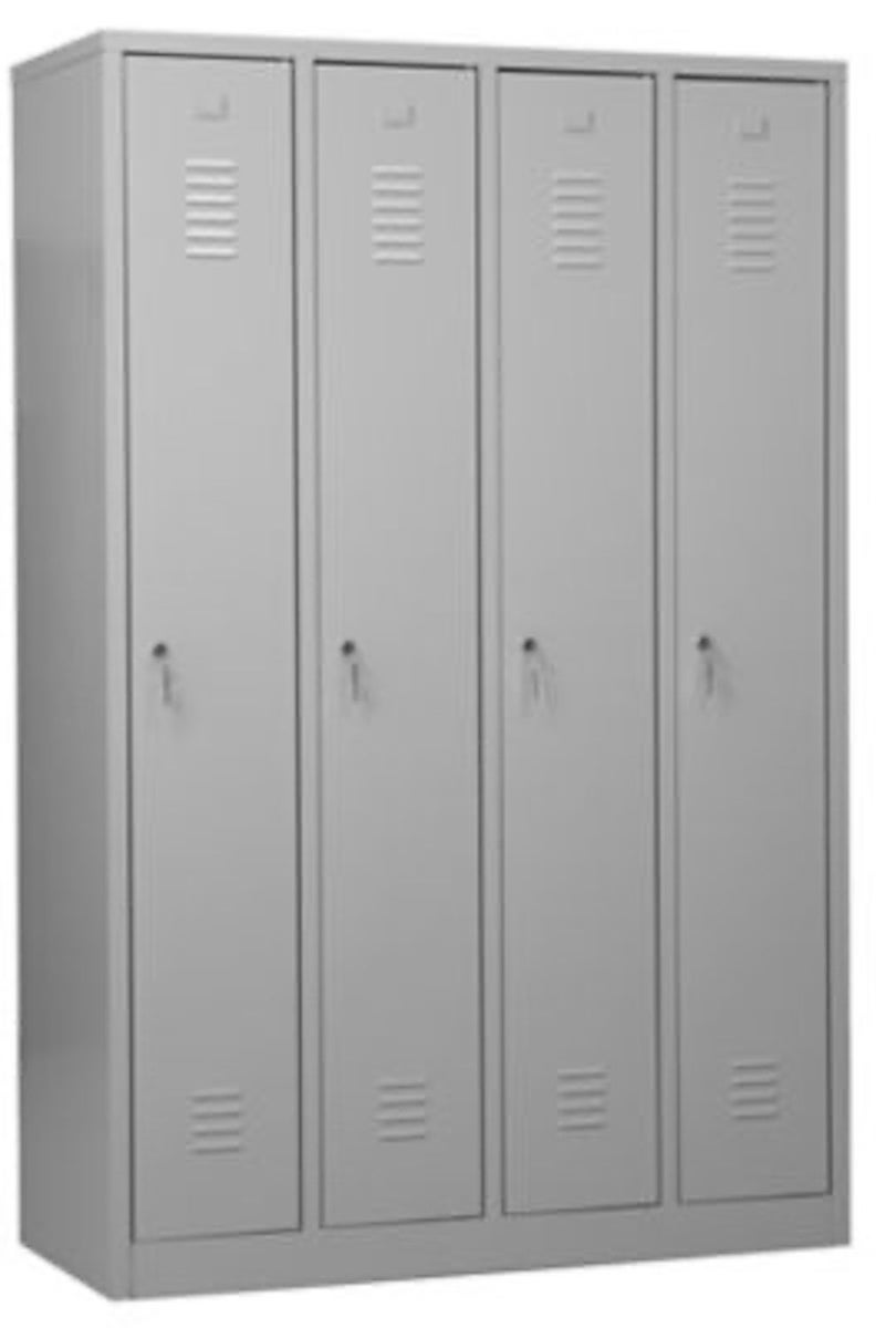 PROREGAL Garderobekast Camel 4 Compartimenten HxBxD 180 x 117 x 50 cm Cilinderslot Grijs