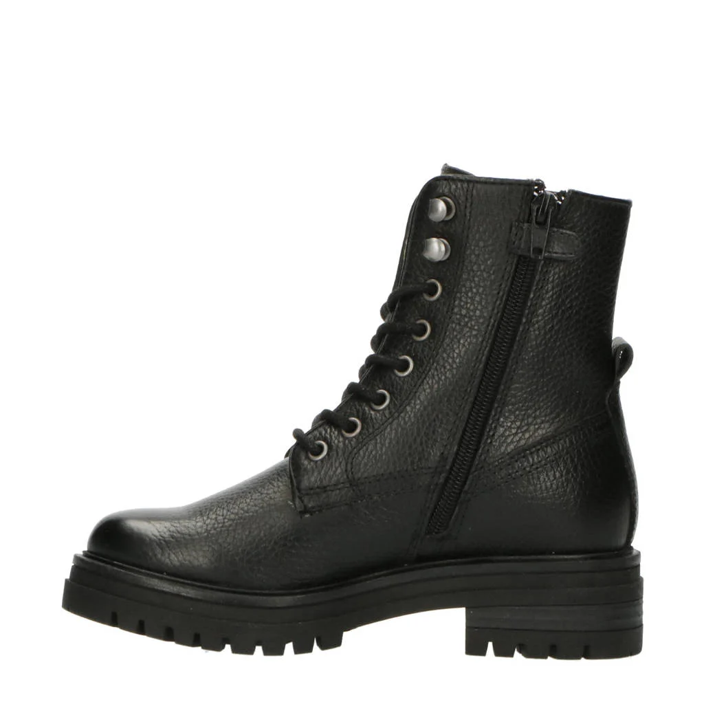 PS Poelman Mink-83leren veterboots zwart
