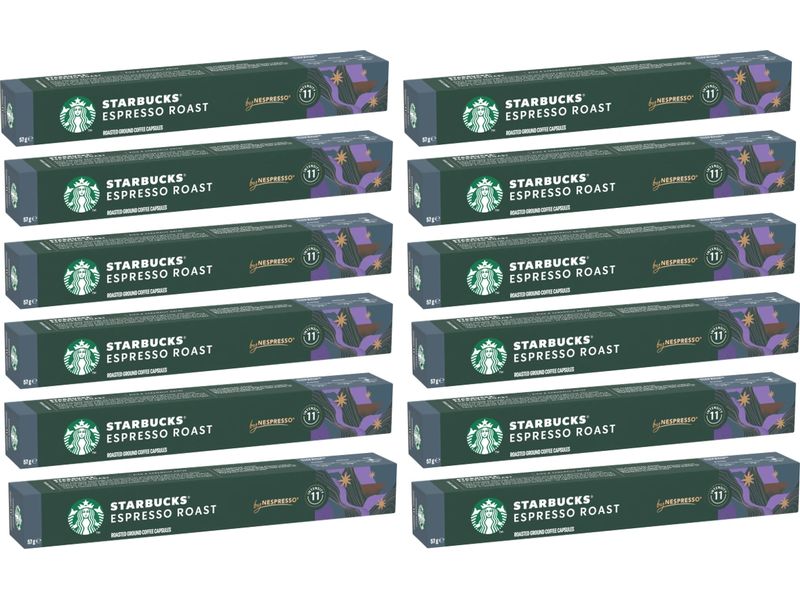 Starbucks Kaffeekapseln Espresso Roast 12 x 10 Stück Kaffeekapseln für Nespresso Maschinen