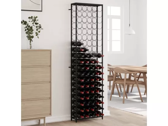 Prolenta Premium - Casier à bouteilles de 95 bouteilles noir 54x18x200cm fer forgé