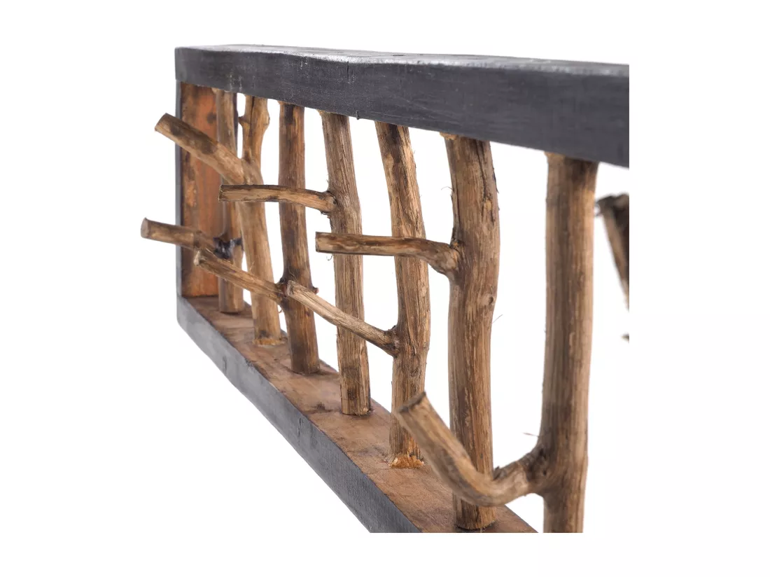 PORTE-MANTEAU MURAL TREIBHOLZ UNIKAT 80 Bois de recyclage massif, pour 16 bouteilles, avec tiroir 04 schwarz-natur