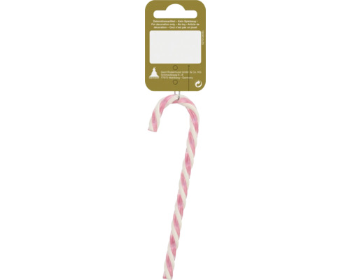 Kerstdecoratie hangende zuurstok 15 cm roze wit