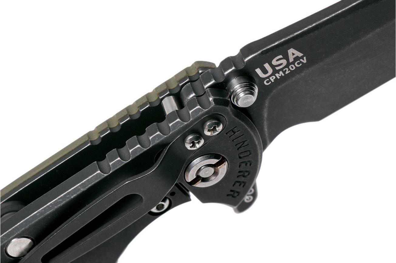 Rick Hinderer XM18 3,5” Spearpoint CPM 20CV Blackwash, Battle Black, OD-Green G10, zakmes
