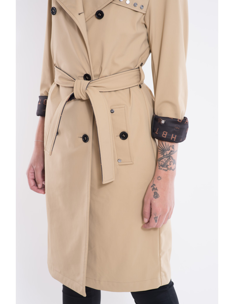 HBT TRENCH MI-LONG À CAPUCHE AMOVIBLE BEIGE POUR FEMME QUEEN