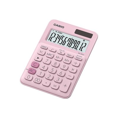 Calculatrice de bureau Casio MS-20UC - 12 chiffres - alimentation batterie et solaire - rose