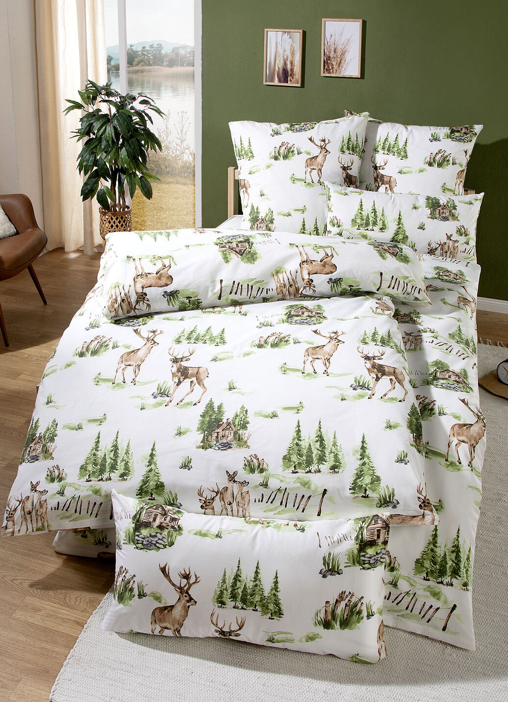 Beidseitig bedruckte Bettwäsche-Garnitur aus Polycotton