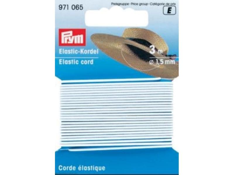 Prym Elastikband Kordel 1.5 mm, Weiss Elastische Gummikordel für leichte Stoffe