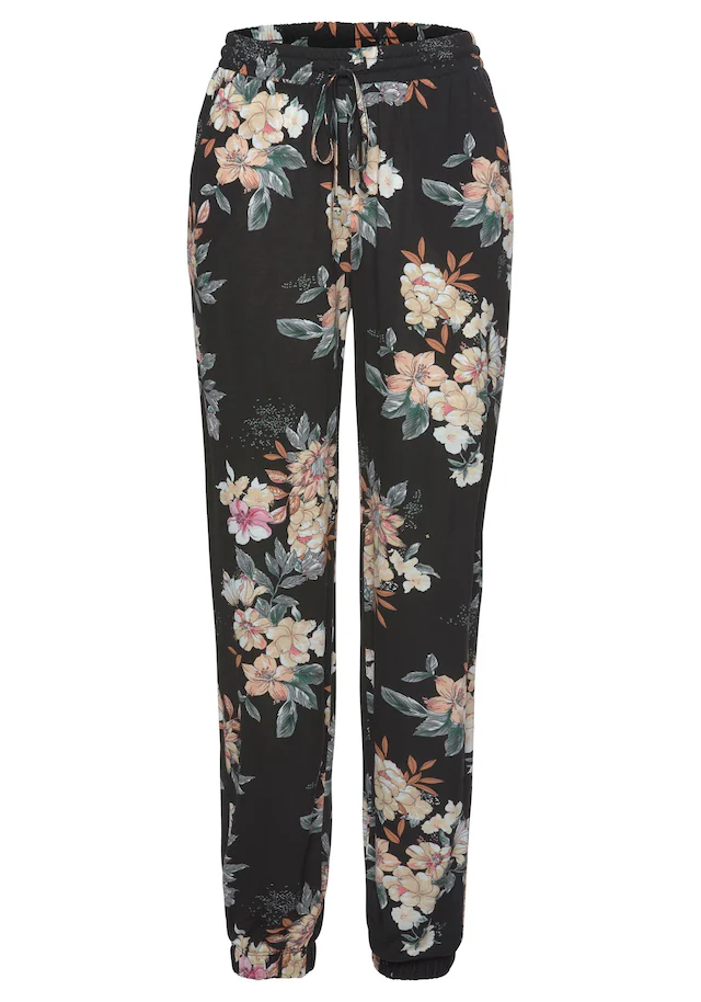 LASCANA Strandhose  mit Blumendruck und Taschen, Jerseyhose, Sommerhose