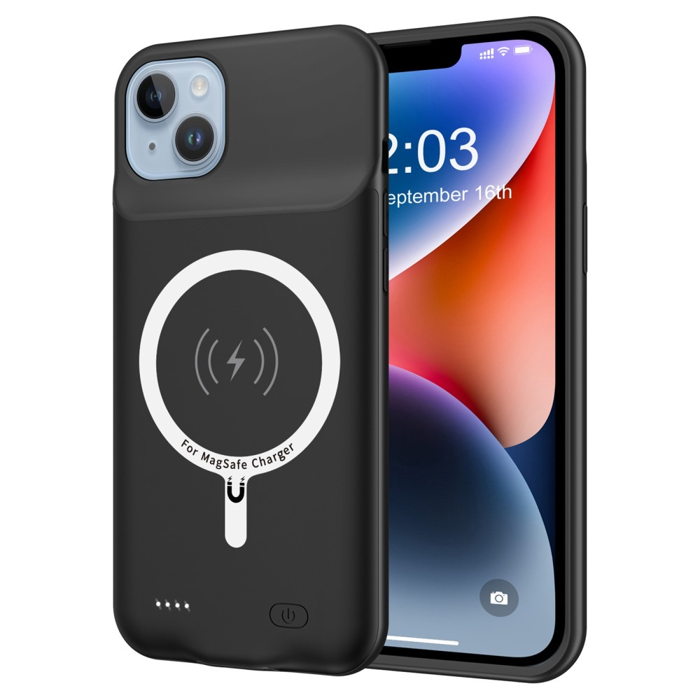 iPhone 14 Plus MagSafe Backpack Akku Case Schutzhülle (8500mAh) - Schwarz