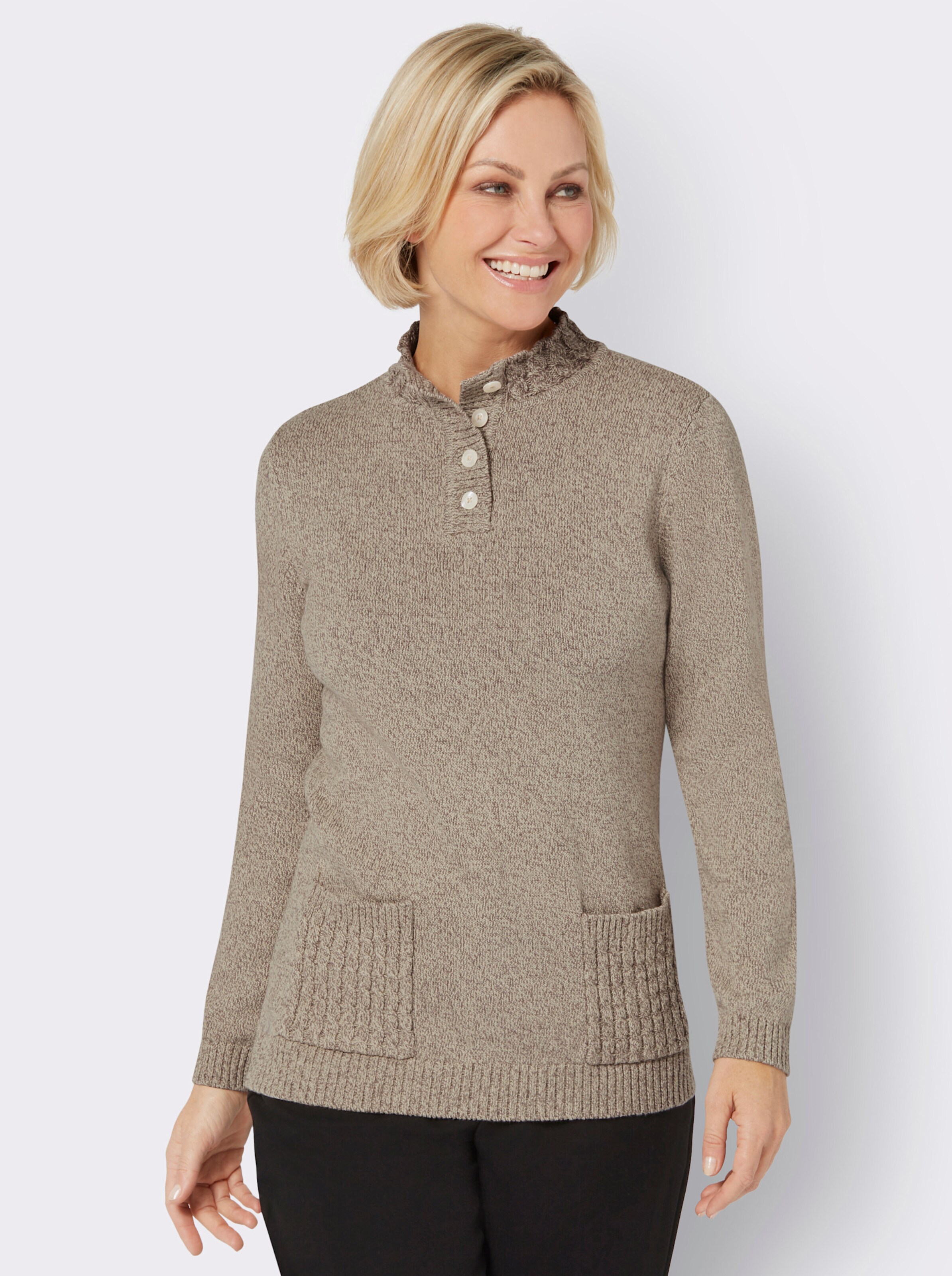 Stehkragen-Pullover