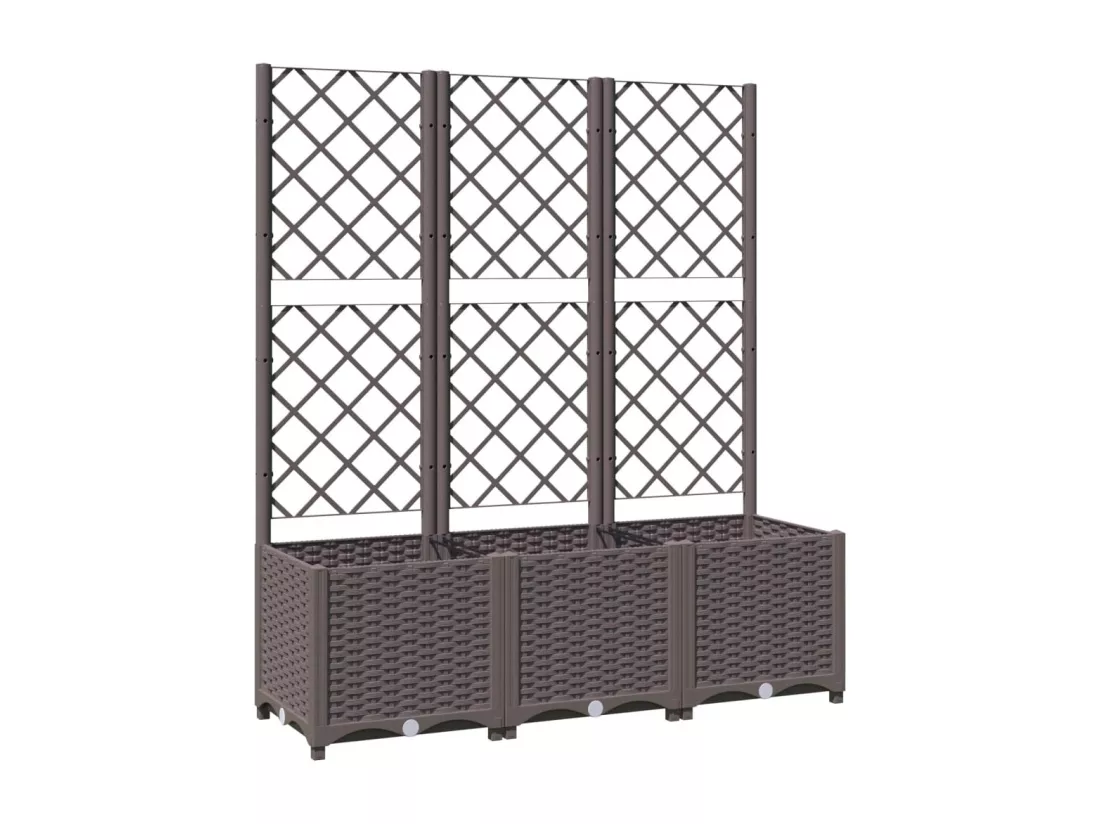 Jardinière avec treillis Marron 120x40x136 cm PP