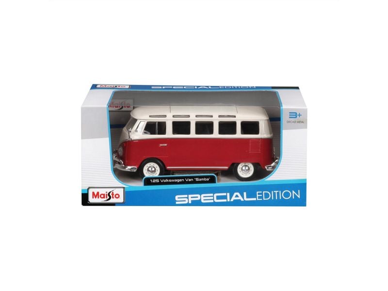 Maisto Volkswagen Bulli T1 Van Samba 1:24, Rot Sammlermodell im Massstab 1:24