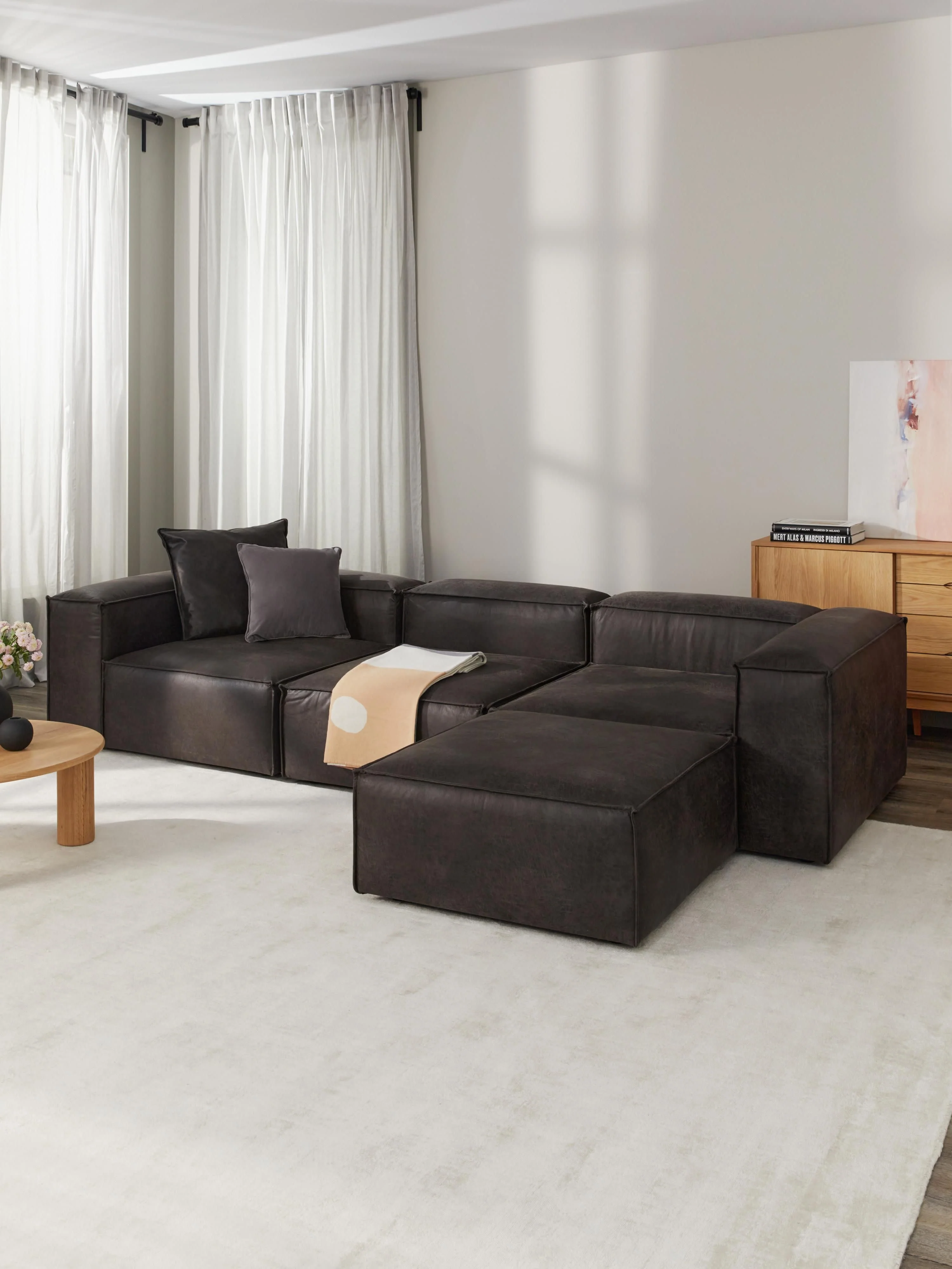 Voetenbank Lennon van gerecycled leer