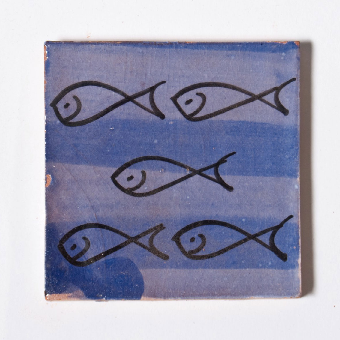 Fliese 'poissons bleue', blau/schwarz, L 10 cm, B 10 cm, H 1cm von fischer's lagerhaus