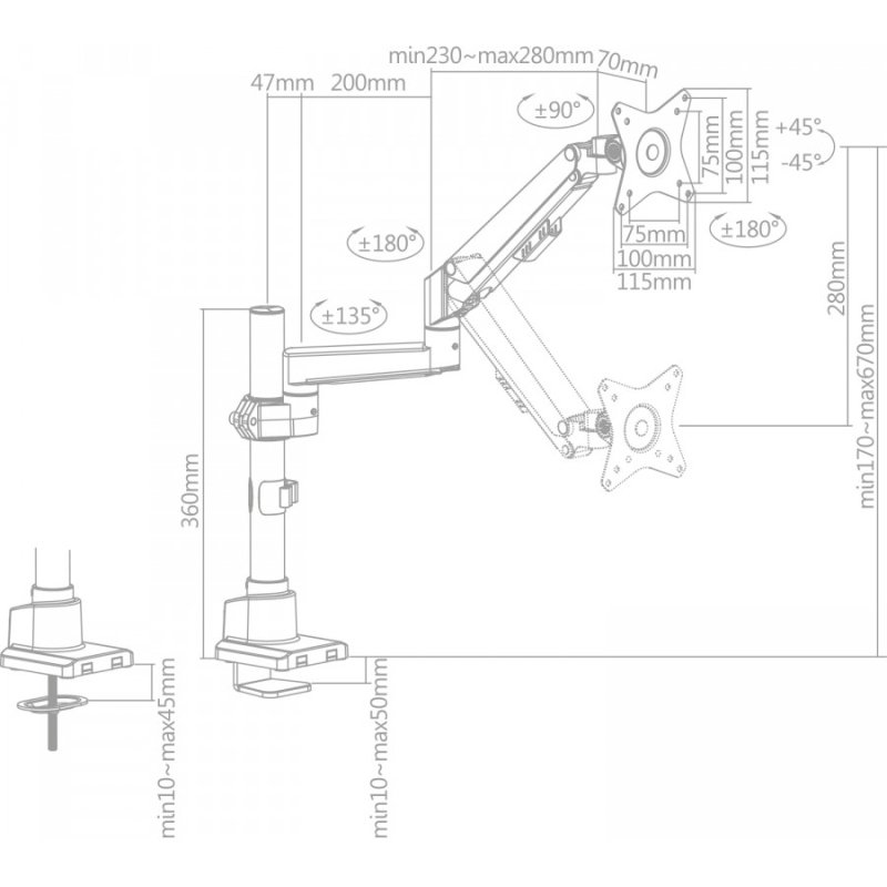 MCL MS3A99AZSBAE3209N support d'écran plat pour bureau 81,3 cm (32