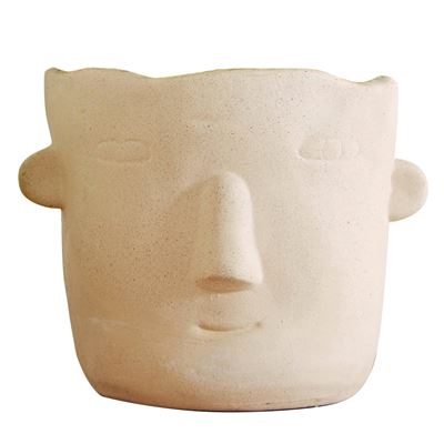 Pots en terre cuite visages