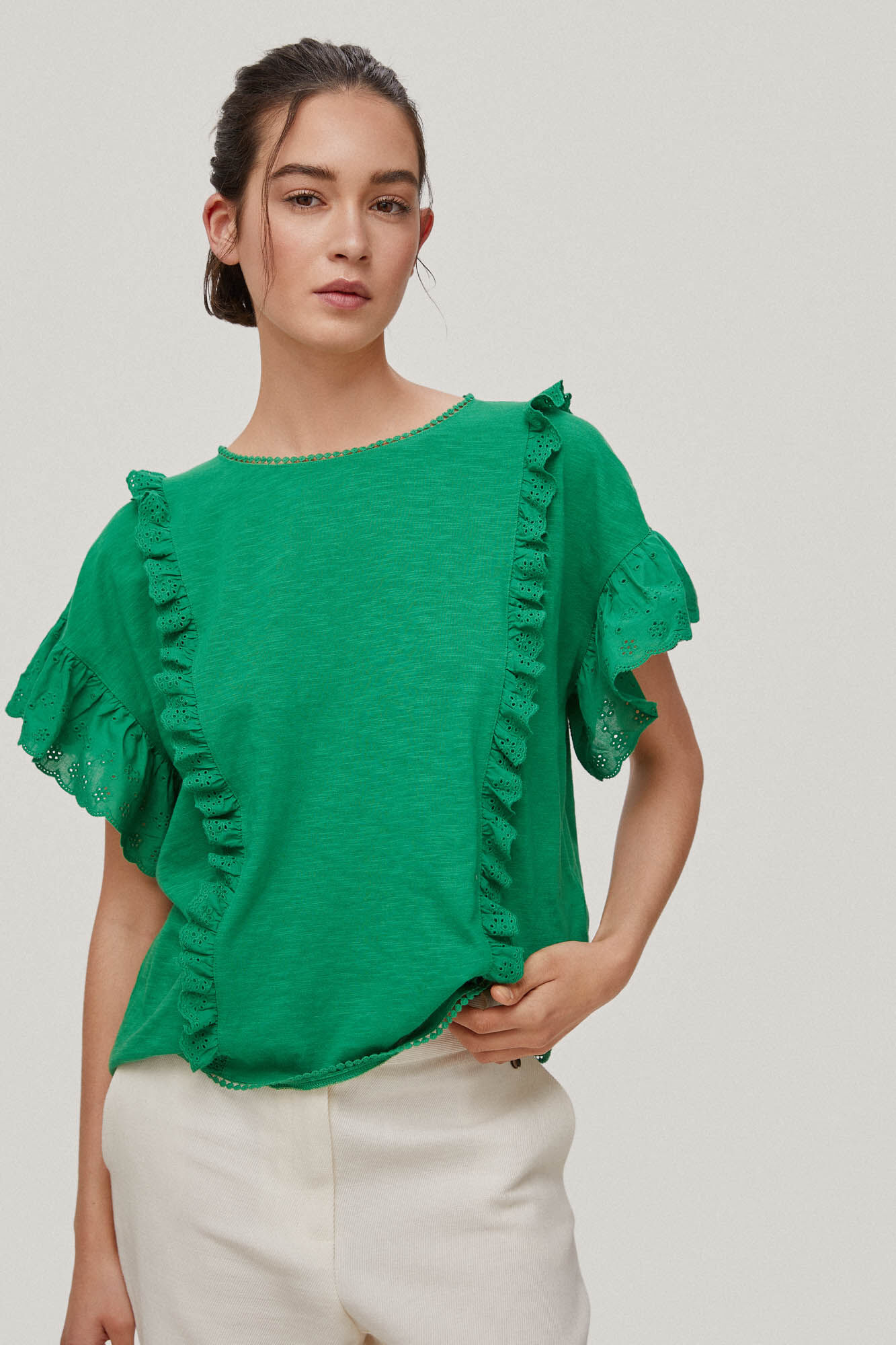 Camiseta com babados - Verde