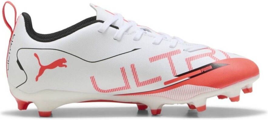 PUMA Ultra 5 Play Gras Kunstgras Voetbalschoenen (MG) Kids Wit Zwart Rood