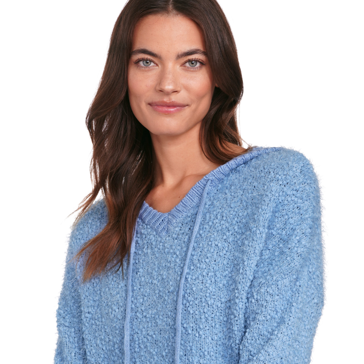 Gina Damen Strickpullover mit Noppengarn hellblau