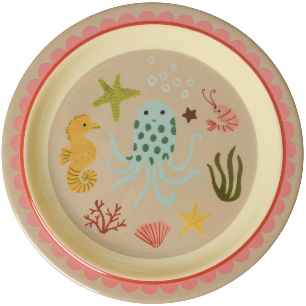 Køb Rice Coral Ocean Print Melamine Børne Frokost Tallerken