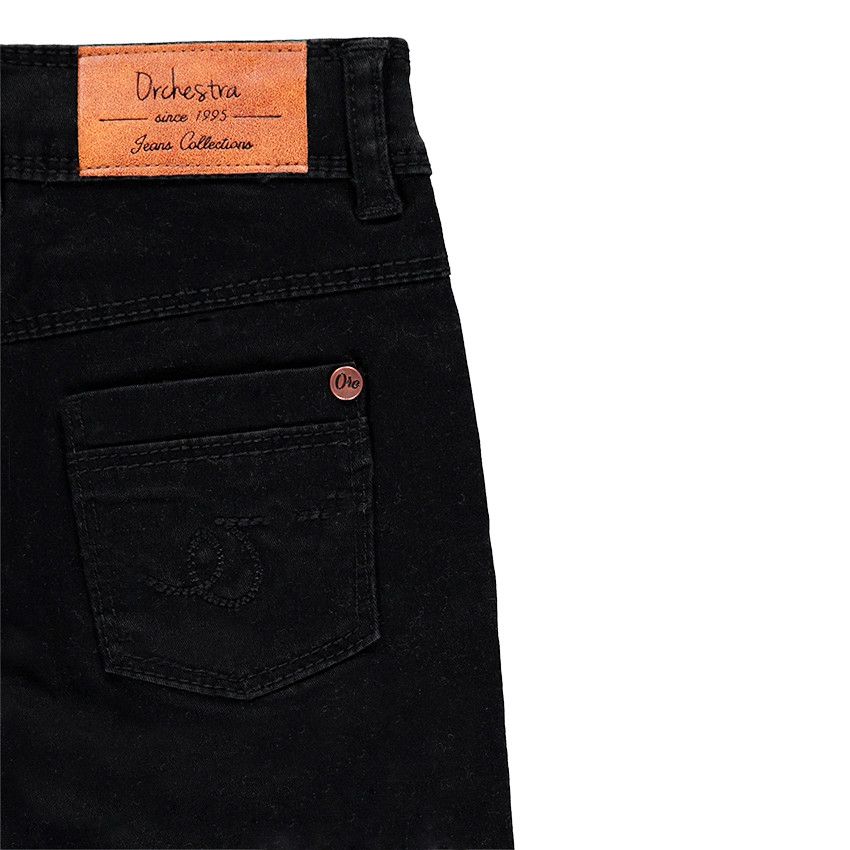 Pantalon en twill coupe slim effet crinkle - Noir