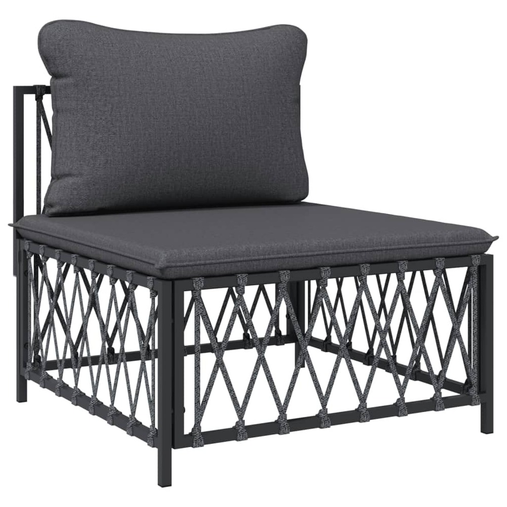 Salon de jardin meuble d'extérieur ensemble de mobilier 7 pièces avec coussins anthracite acier
