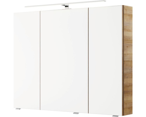 Pelipal Xpressline 4035 spiegelkast, 90 x 14,5 x 70,3 cm, eiken, 3-deurs, LED, IP44