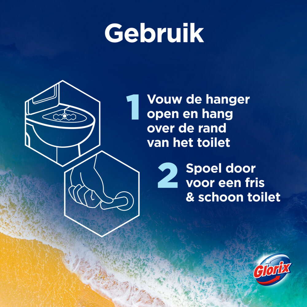 7x Glorix Toiletblok Power Clean Ocean2 stuks
