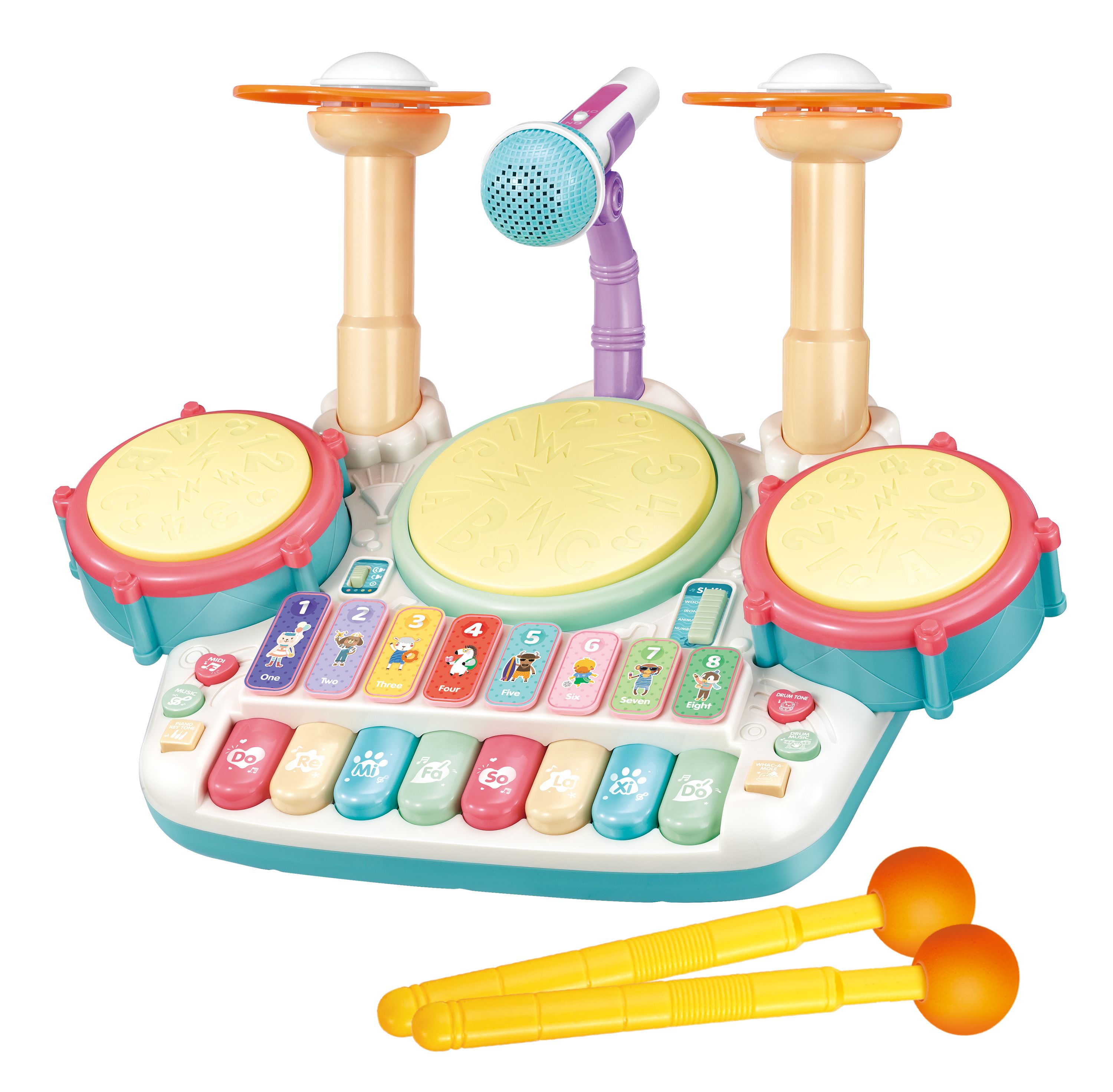 Schlagzeug und Piano Musikspielzeug weiss