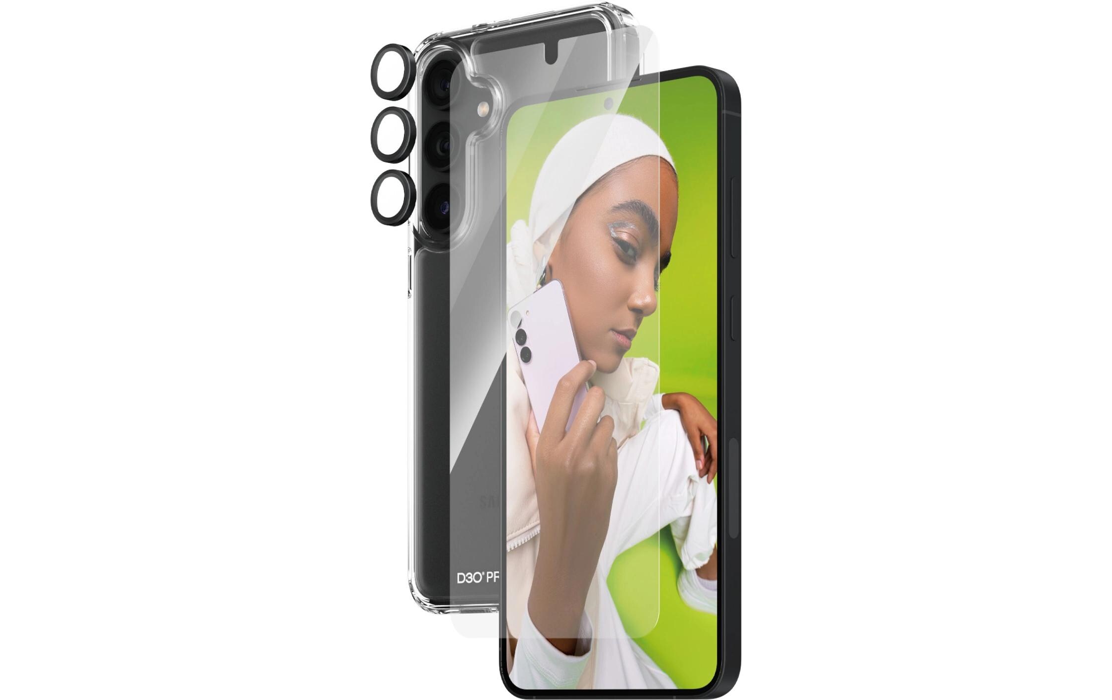 3-in-1 Bundle Galaxy S24+3-in-1 Set mit Bildschirmfolie, Schutzhülle und Kamera-Schutz für das Samsung Galaxy S24+