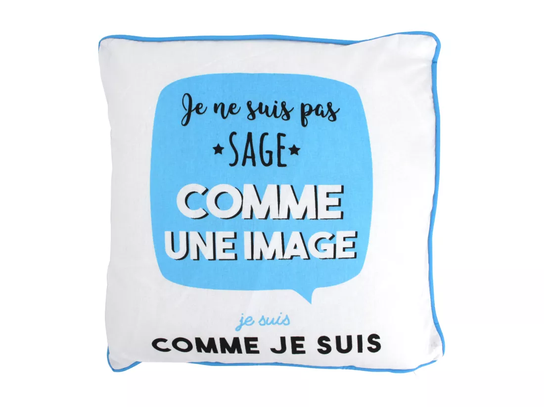 Coussin 40x40 cm JE SUIS Bleu