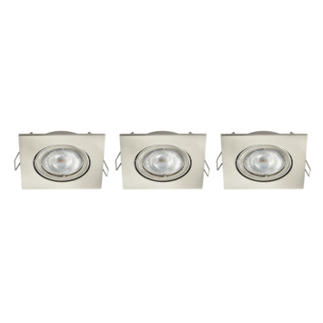 KARWEI LED inbouwspot richtbaar vierkant staal 3 stuks