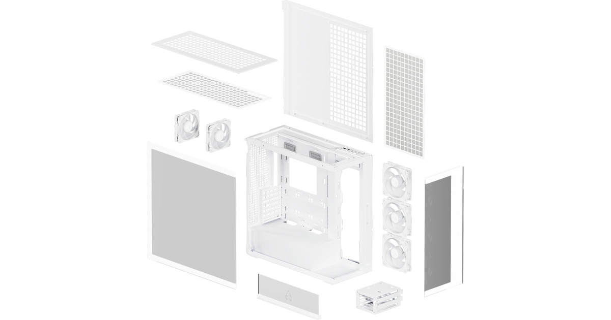 ARCTICXtender VG midi tower behuizing  (Wit | 2x USB-A | 1x USB-C | RGB | Tempered Glass)