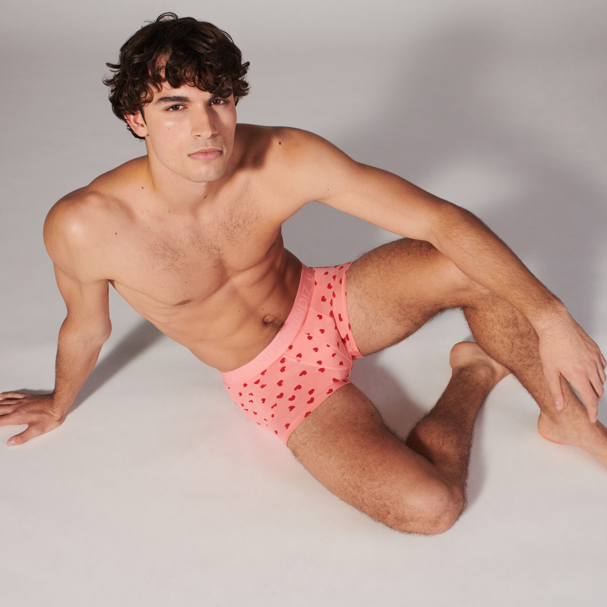 Boxer à motifs coeurs en coton