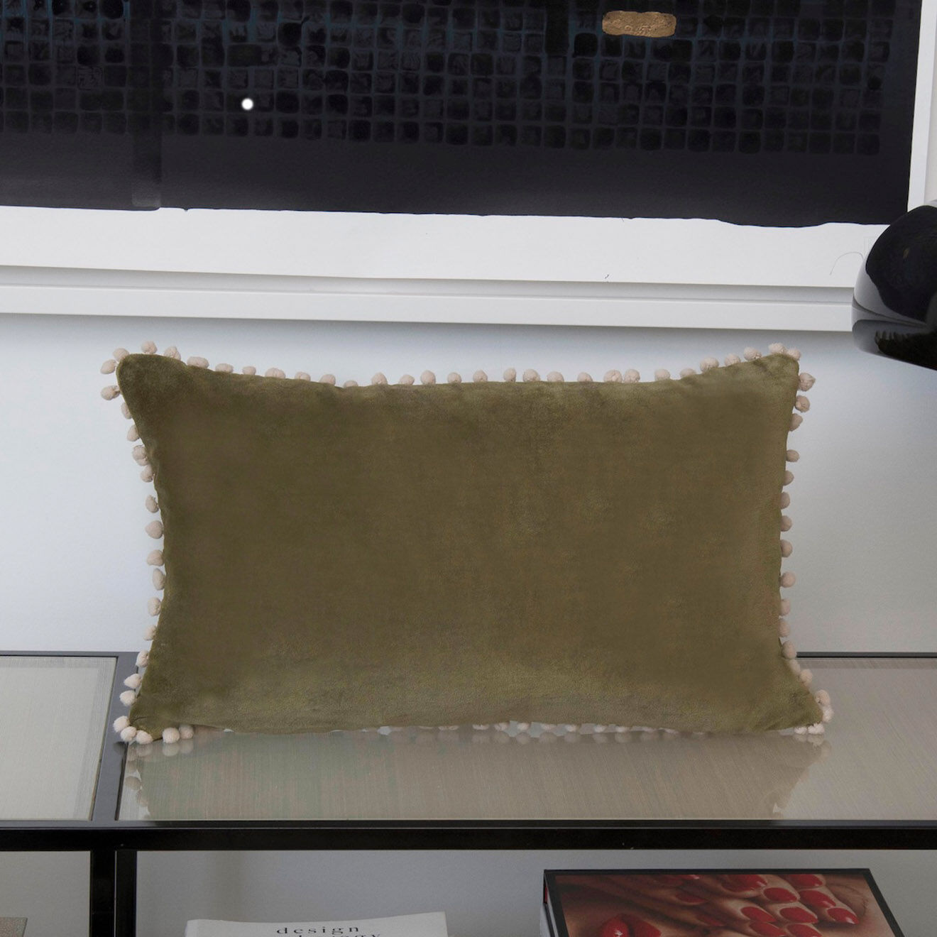Febronie Housse de coussin en velours Avoriaz coriandre - 50x30 cm