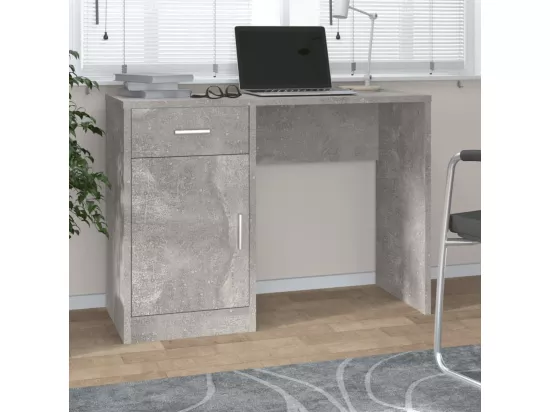 Bureau avec tiroir et armoire Gris béton 100x40x73 cm
