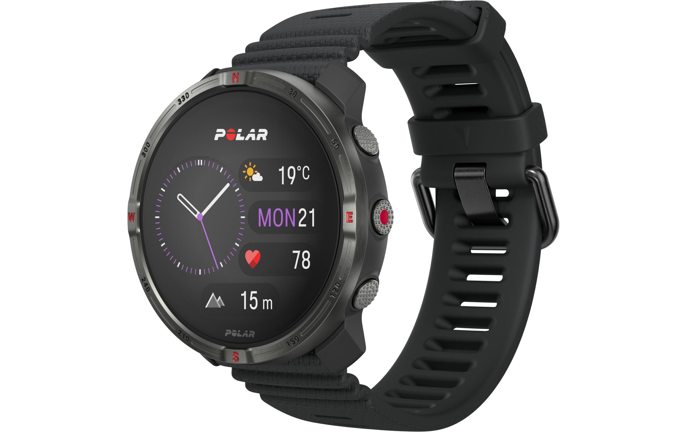 Sportuhr Grit X2, Schwarz, S-L<br>Robuste Outdoor-Uhr mit AMOLED-Display, Dual-GPS und langer Akkulaufzeit