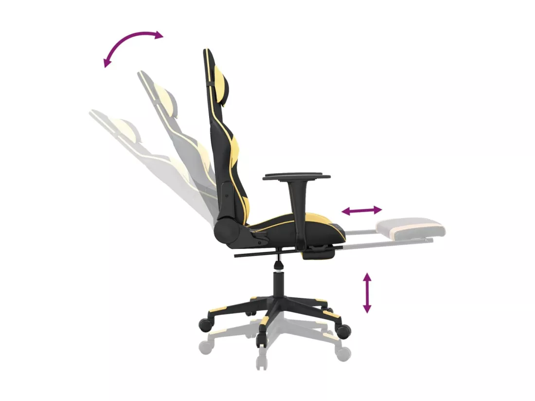 Chaise de jeu de massage avec repose-pied Noir&Doré Similicuir