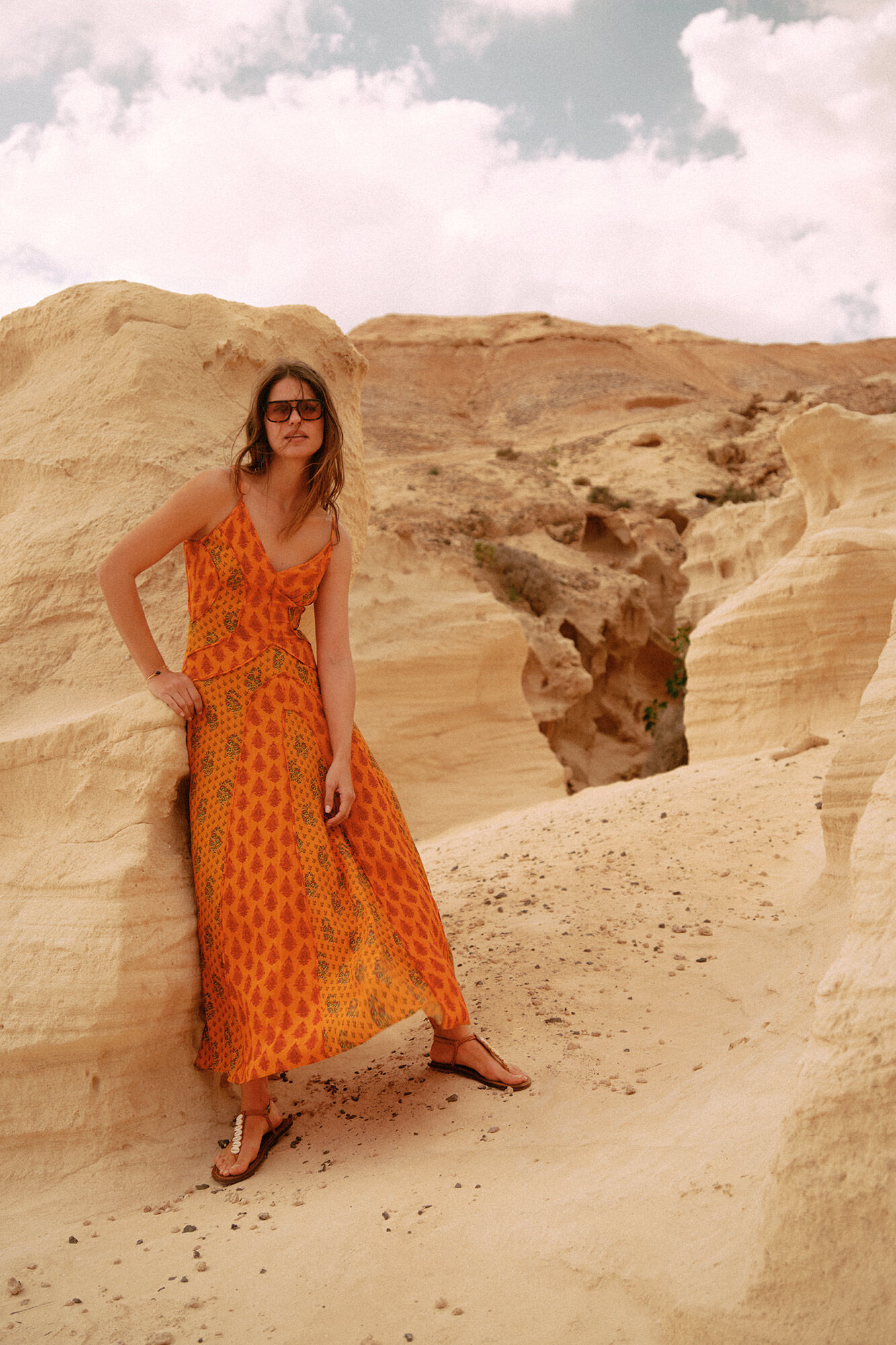 Vestido longo estampado - Multicolorido