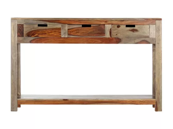 Table console avec 3 tiroirs 120x30x75 cm Bois massif