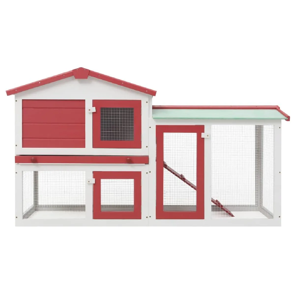 Helloshop26 Clapier Large d'Extérieur Rouge - 145x45x85 cm