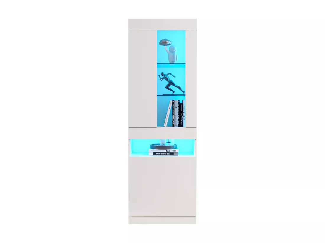 Vitrine avec porte et LED - Hauteur 180cm - Blanc