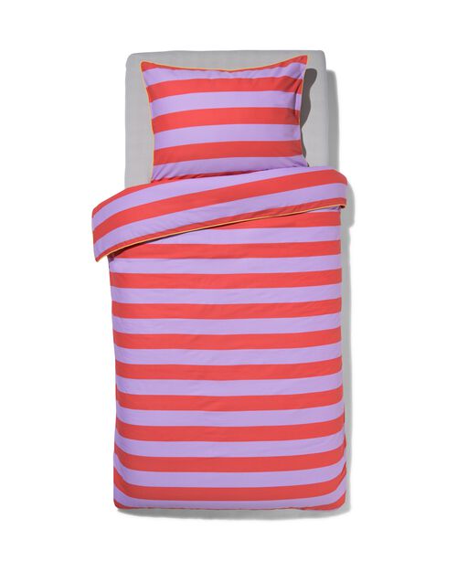 housse de couette enfant - coton doux - 140x200 - rayure - lilas
